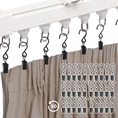 S Hooks Curtain Clips, 30 PCS 2.4 Inch Black