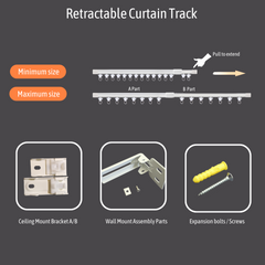 Retractable Curtain Rail Track Ceiling Mount