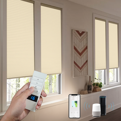 Motorized Cellular Shades Remote Control, App, Alexa, Google Home, SmartThings Hardwired Motorized