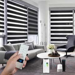 Motorized Zebra Blinds Remote Control, App, Alexa, Google Home, SmartThings Hardwired Motorized