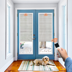 Battery Motorized Door Mini Blinds Add on Blinds No Drill Install For French Door & Operable Window