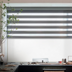 Dual Roller Shades Two Shades in One Window Corded Zebra Sheer Shades with Roller Shades