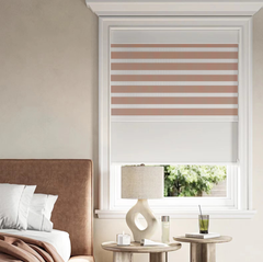 Dual Roller Shades Two Shades in One Window Corded Zebra Sheer Shades with Roller Shades