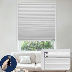 No Drill Motorized Cellular Shades with Battery Powered Remote Control