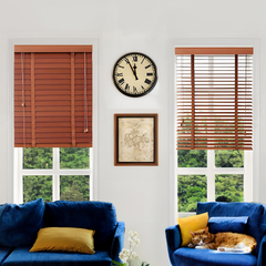 Real Wood Venetian Blinds 2 Inch Slats White, Brown, Red, Black Wood Corded